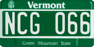 VT license plate NCG066