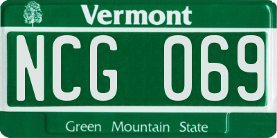 VT license plate NCG069