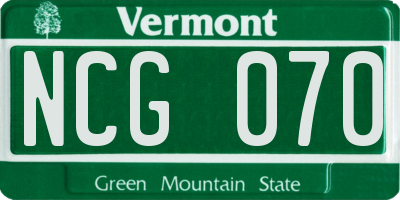 VT license plate NCG070