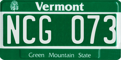 VT license plate NCG073