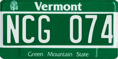 VT license plate NCG074
