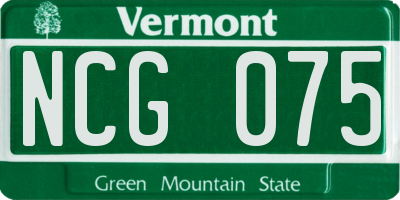 VT license plate NCG075