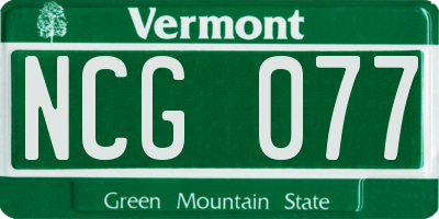 VT license plate NCG077