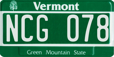 VT license plate NCG078
