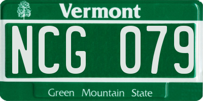 VT license plate NCG079