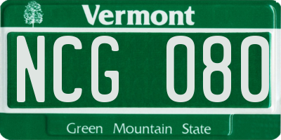 VT license plate NCG080