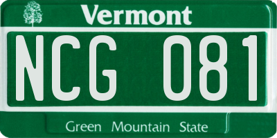 VT license plate NCG081