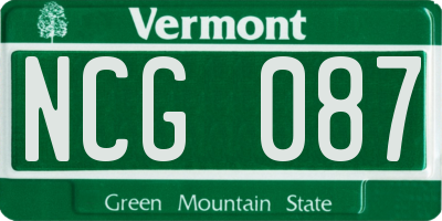 VT license plate NCG087