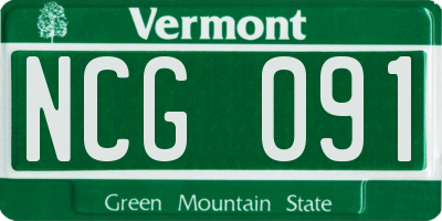 VT license plate NCG091