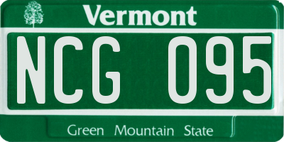 VT license plate NCG095