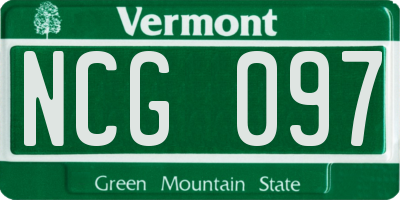 VT license plate NCG097