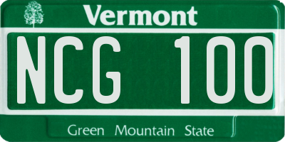 VT license plate NCG100