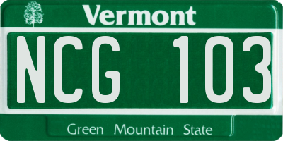 VT license plate NCG103