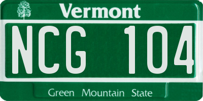 VT license plate NCG104