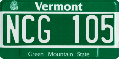 VT license plate NCG105