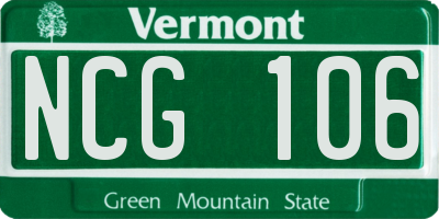VT license plate NCG106