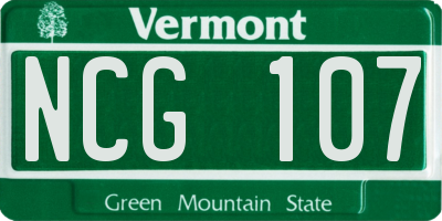 VT license plate NCG107