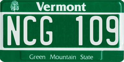 VT license plate NCG109