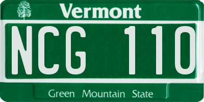 VT license plate NCG110