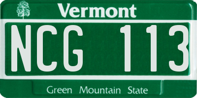VT license plate NCG113