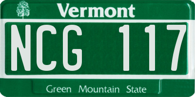VT license plate NCG117