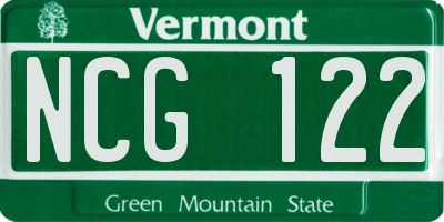 VT license plate NCG122