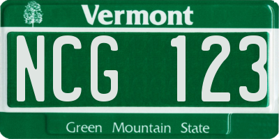 VT license plate NCG123