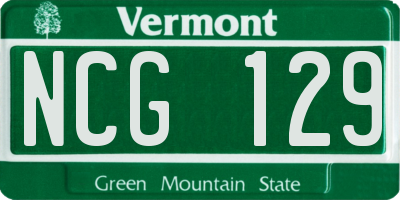 VT license plate NCG129