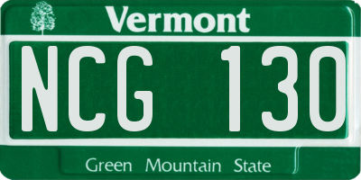 VT license plate NCG130