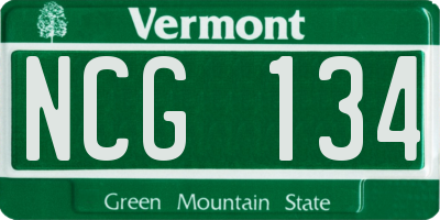 VT license plate NCG134