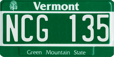 VT license plate NCG135
