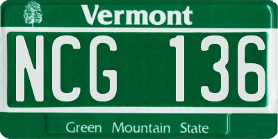 VT license plate NCG136