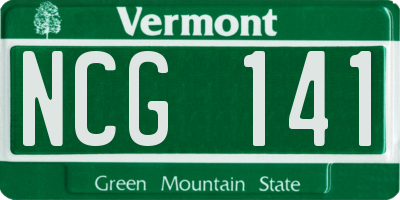 VT license plate NCG141