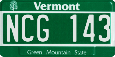 VT license plate NCG143