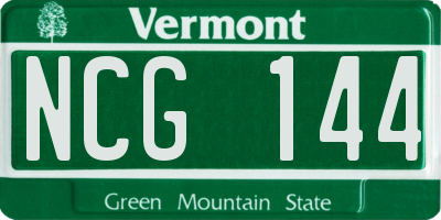 VT license plate NCG144