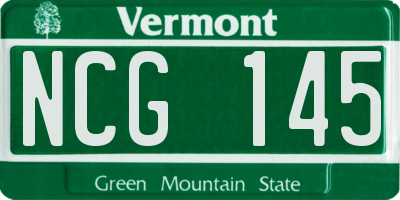 VT license plate NCG145