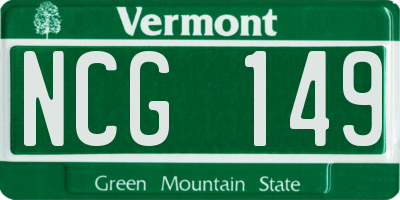 VT license plate NCG149