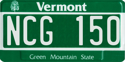 VT license plate NCG150