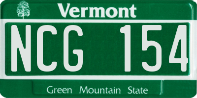 VT license plate NCG154