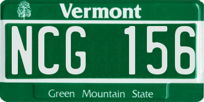 VT license plate NCG156
