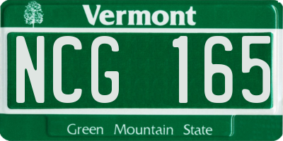 VT license plate NCG165