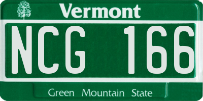 VT license plate NCG166