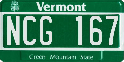 VT license plate NCG167