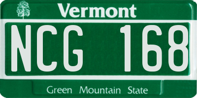 VT license plate NCG168