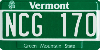 VT license plate NCG170