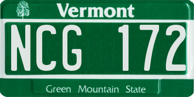VT license plate NCG172