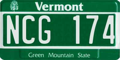 VT license plate NCG174