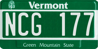 VT license plate NCG177