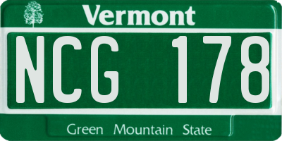 VT license plate NCG178