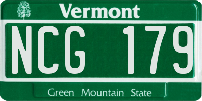 VT license plate NCG179